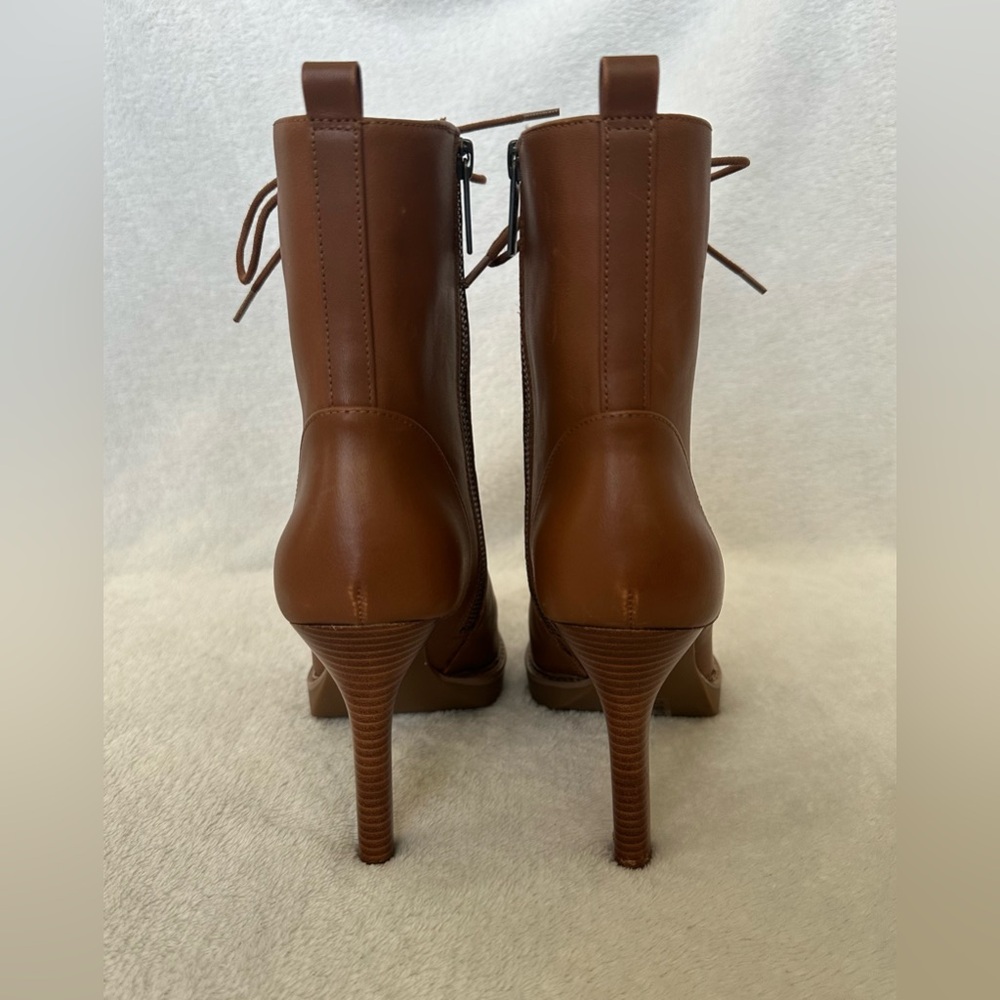 Michael Kors Kyle Leather Lace Up Boots Women's Size 8.5 ~ Luggage Brown - Picture 2 of 12
